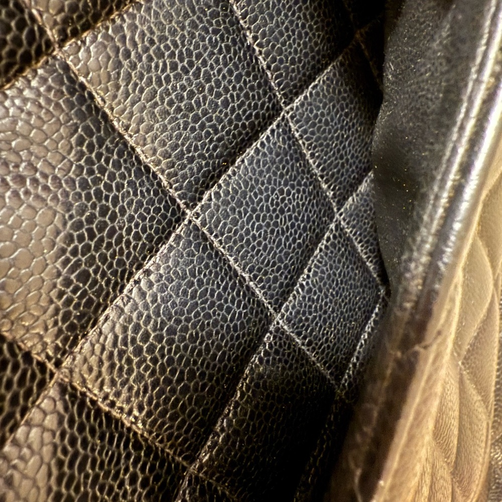 CHANEL Black Quilted Caviar Leather CC Tote with Gold-Tone Charm - Picture 11 of 16